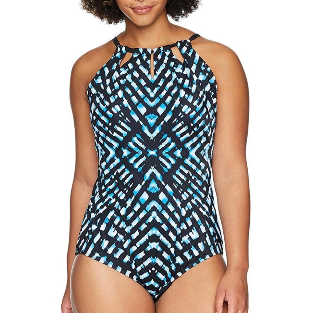COASTAL BLUE plus size XL (16-18) women’s modest one piece swimsuit NWT